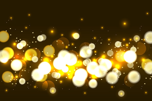 abstract brown background with golden bokeh light effect.