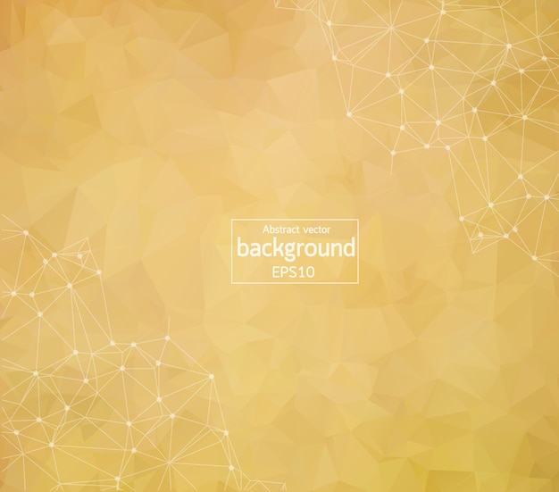 Abstract Brown Polygonal Space Background with Connecting Dots and Lines.