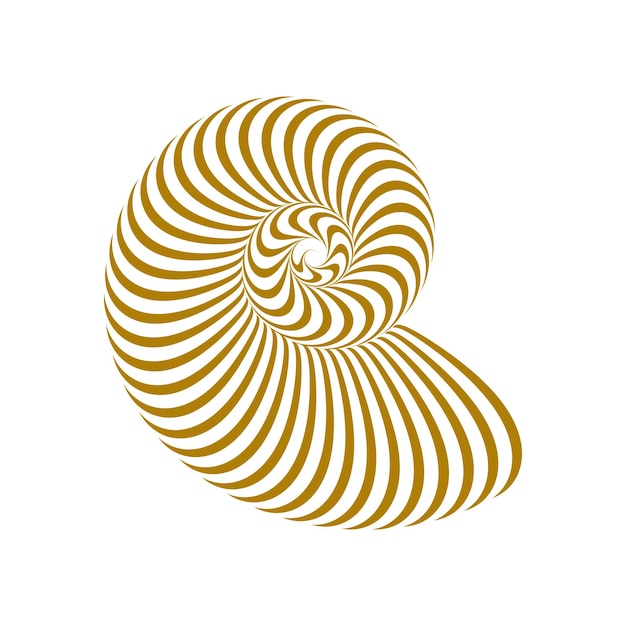 Abstract brown and white shell vector. Optical illusion seashell design.