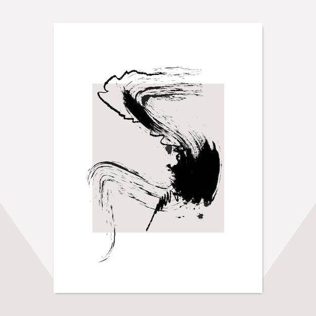 Vector abstract brush drawing silhouette wall illustration