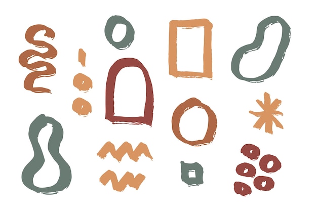 Vector abstract brush shapes set boho style elements