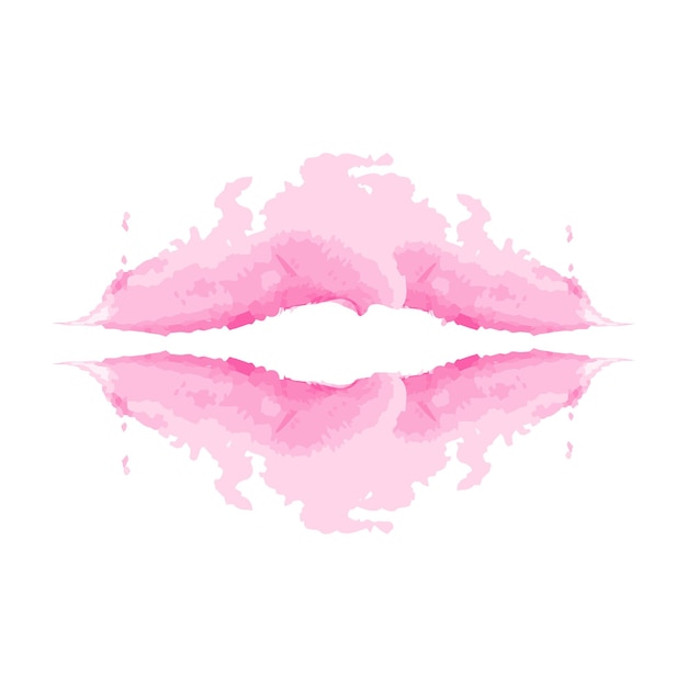 ベクトル トレンディなソフト ピンクの色合いの水彩ハッピー バレンタインデーの唇の形をした抽象的なブラシ ストローク