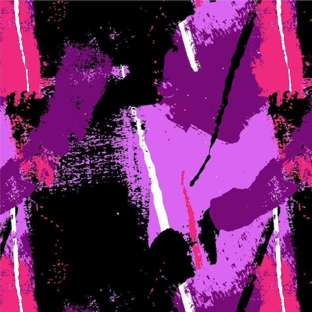 Vettore modello di vernice rosa e viola tratto pennello astratto