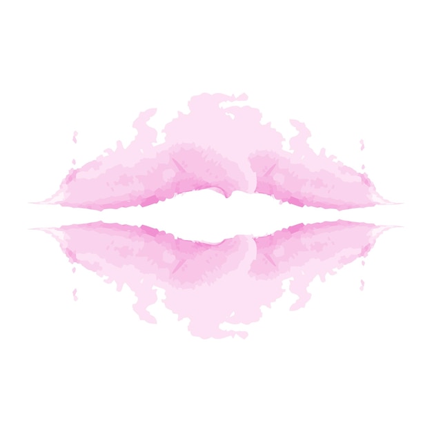 Abstract brush stroke in shape of lips in trendy pale purple hues watercolor Happy Valentines Day