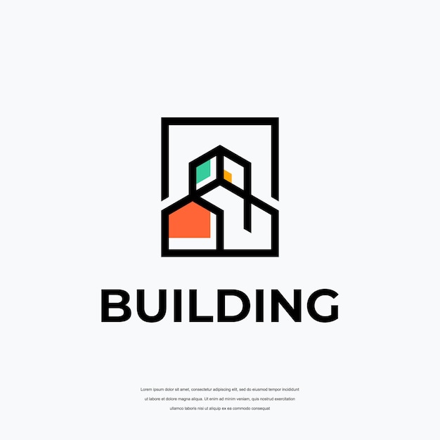Abstract building logo architecture line art logo design