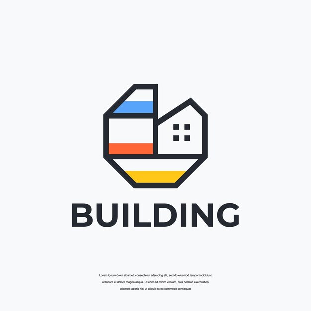 Abstract building logo architecture line art logo design