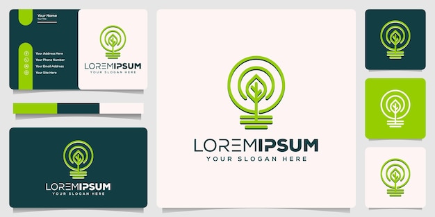 abstract bulb and leaf logo design