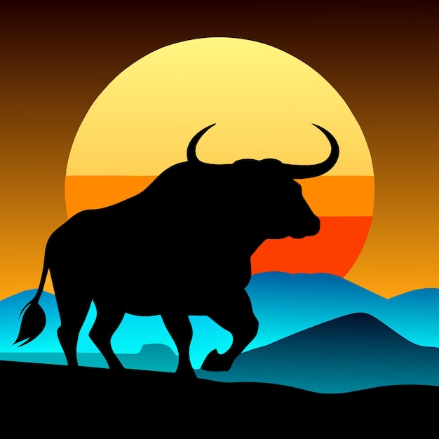 Abstract bull illustration with dark elegance