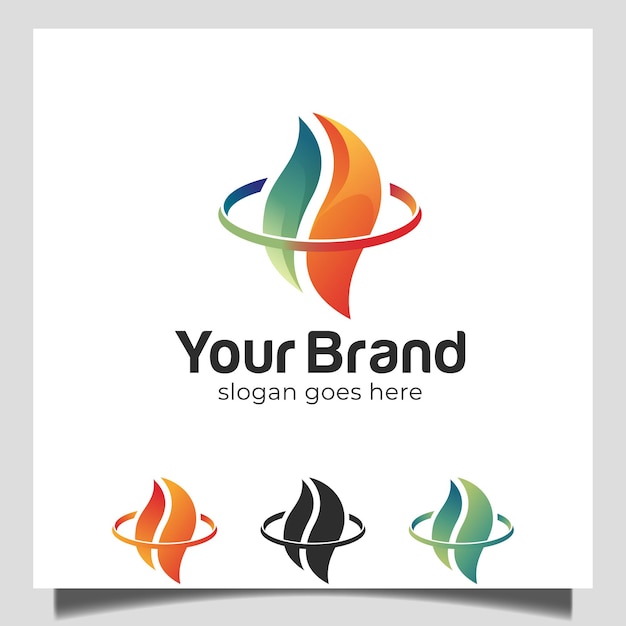 Vector abstract burning fire shape in flame shape logo design