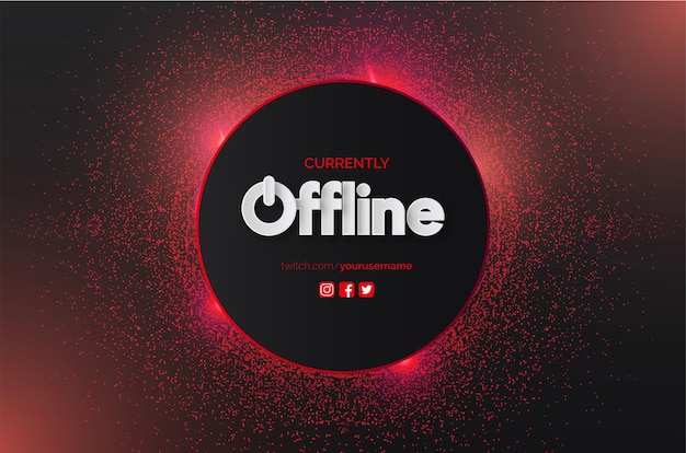 Abstract business background with red particles and offline twitch banner