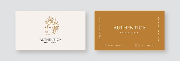 Абстрактная визитная карточка для салонов красоты и бутиков Векторный шаблон визитной карточки элегантный линейный стиль