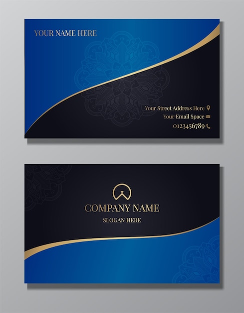 Abstract business card blue and black