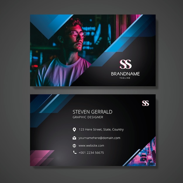 Vector abstract business card template with photo