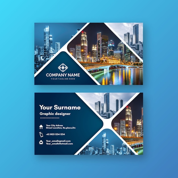 Vector abstract business card template with photo