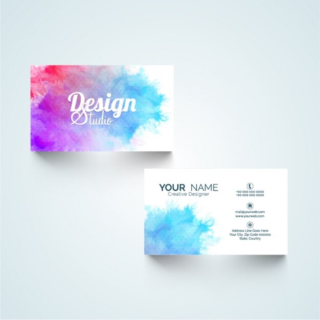 Abstract business card in watercolor style