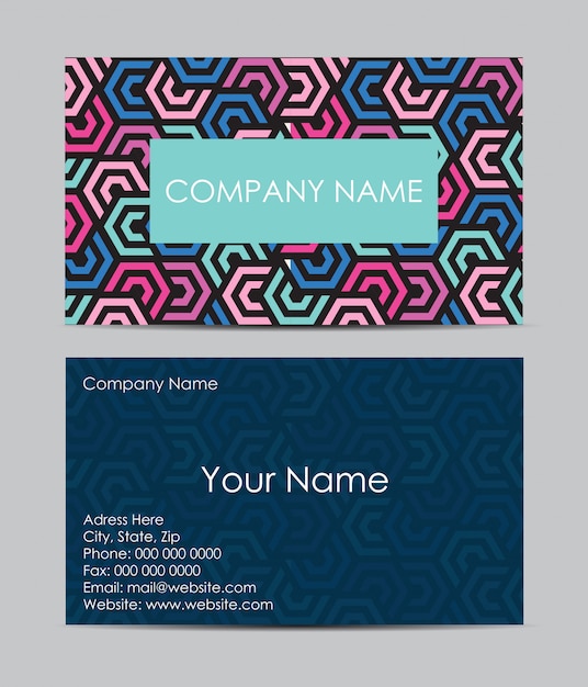 Vector abstract business card with geometric pattern.