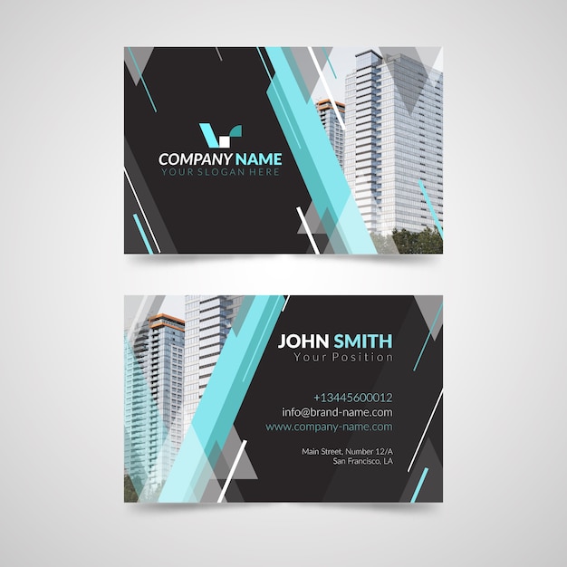 Vector abstract business card with photo