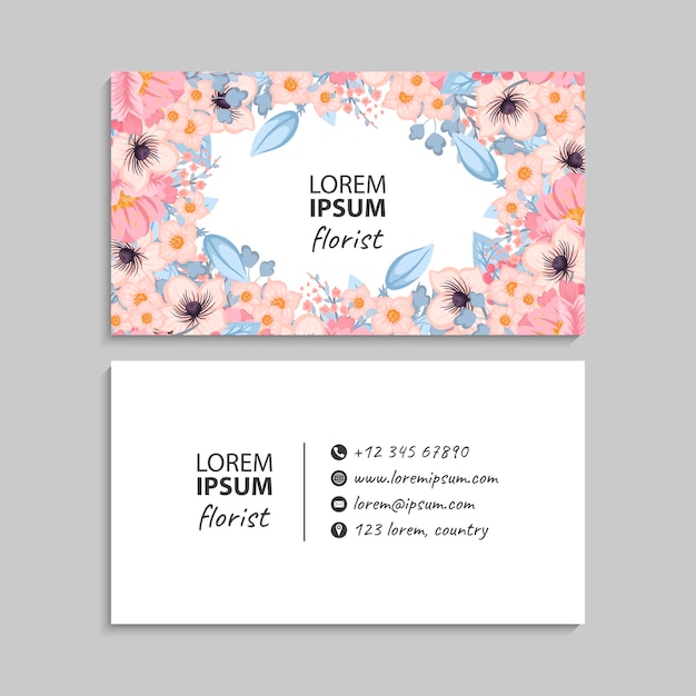 Abstract business cards template with flowers