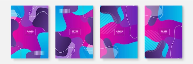 Abstract business cover collection with geometrical shapes