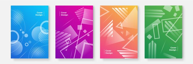 Vector abstract business cover collection with geometrical shapes