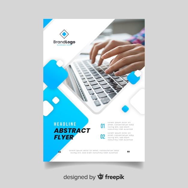 Abstract business flyer with photo template