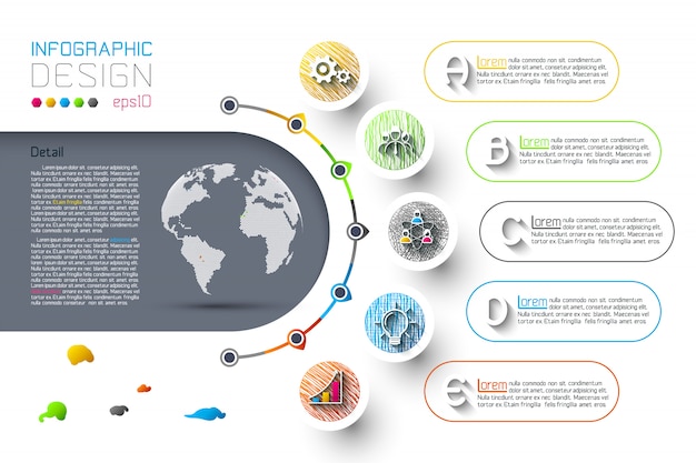 Vector abstract business infographics step options template.