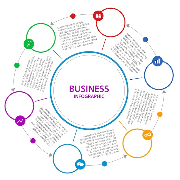 Abstract Business infographics Timeline with steps circles rings