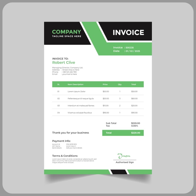 Abstract business invoice template