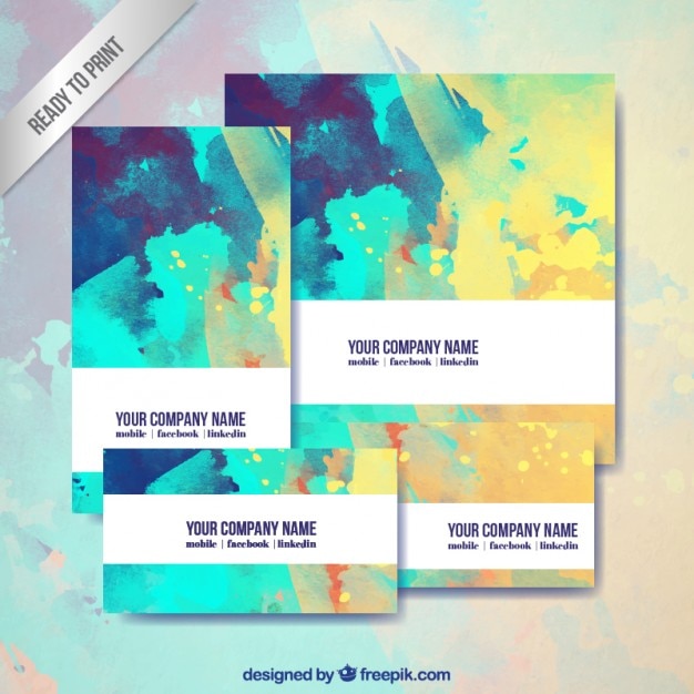 Vector abstract business stationary in watercolor style