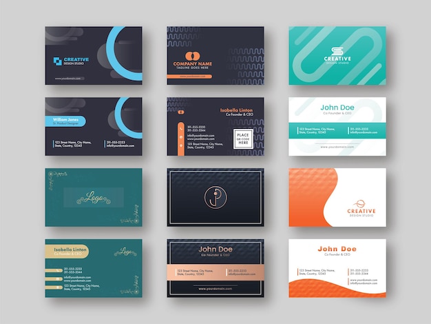 Abstract Business Or Visiting Card Set For Advertising.