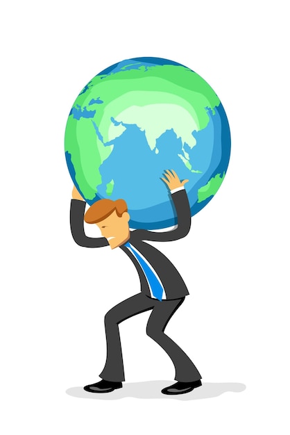 Vector abstract businessman carrying earth globe