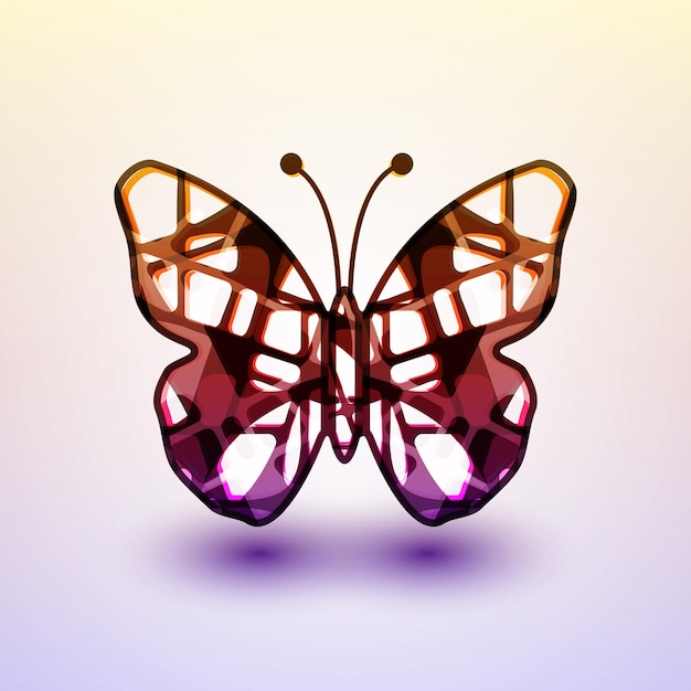 Abstract butterfly, futuristic colorful illustration