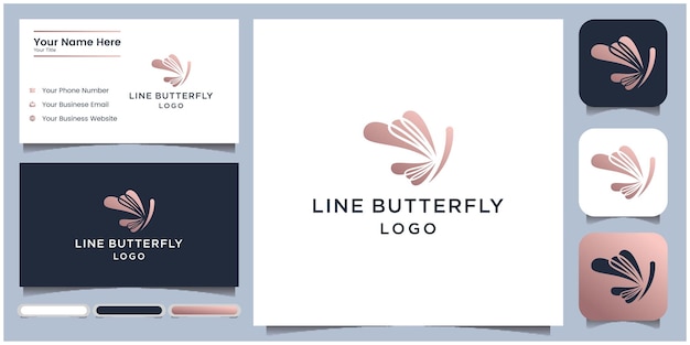 Abstract butterfly vector template Butterfly logo leaf concept Linear style icon design logo