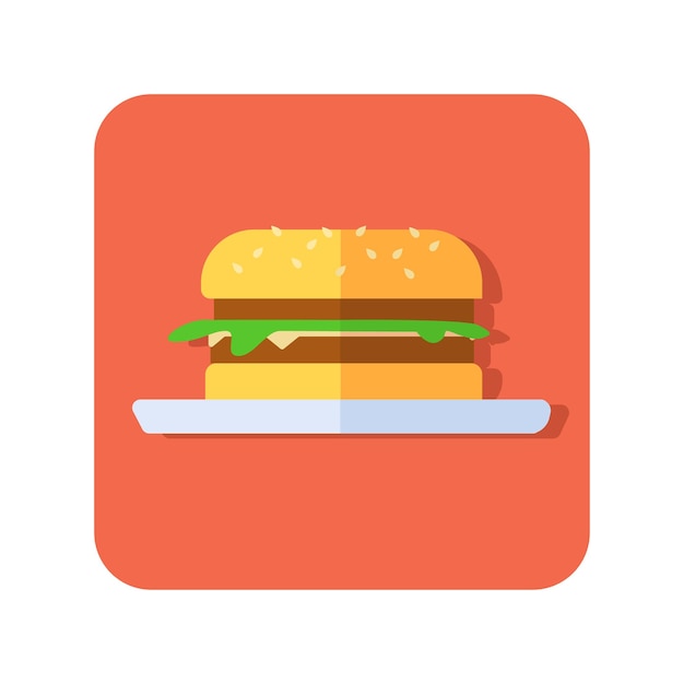 Abstract button icon american burger on white background vector illustration