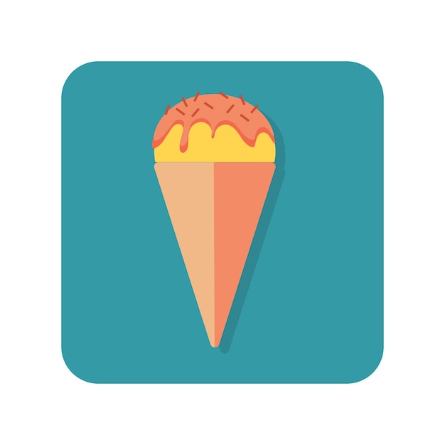 Abstract button icon ice cream cone on white background Vector illustration