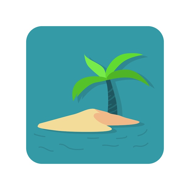 Abstract button icon palm tree on the island on a white background Vector