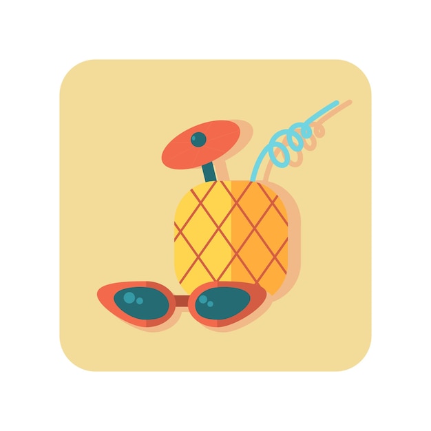 Vector abstract button icon pineapple smoothie on white background vector
