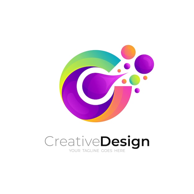 Abstract c logo with babble colorful design vector