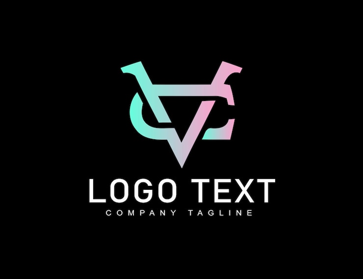 Vector abstract c v logo design in line art style concept