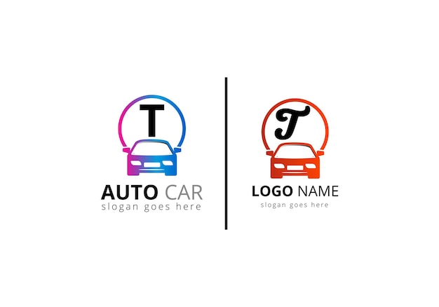 Abstract Car logo On Letter T sign symbol for Automotive Company