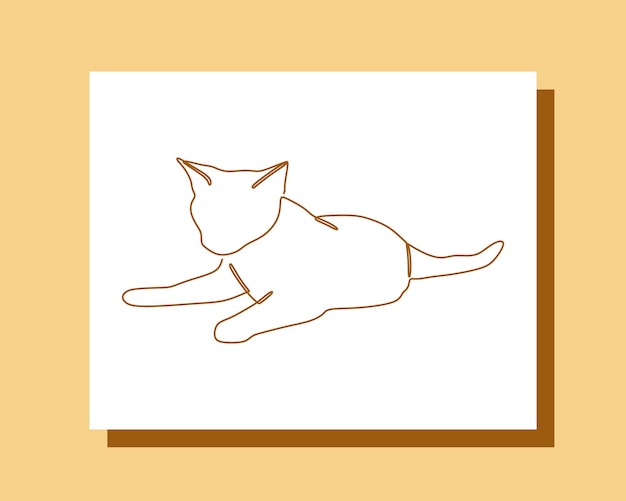 Disegno a tratteggio continuo del gatto astratto