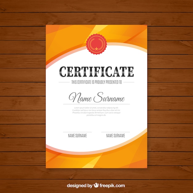 Abstract certificate in orange color