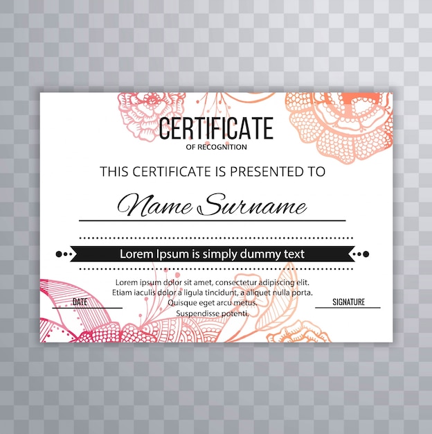 Abstract certificate template floral design 