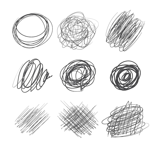 Vector abstract chaotic round sketch