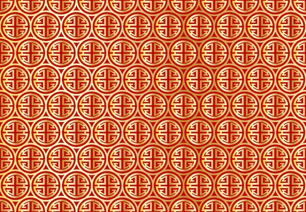 Abstract. Chinees naadloos patroon. oosterse patroon rood-gouden achtergrond. Ontwerp voor kussen, print, mode, kleding, stof, cadeaupapier. Vector.