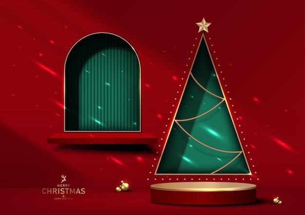 Abstract Christmas background with Stage podium for product display Christmas background