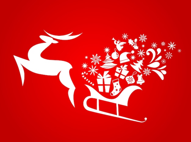 Abstract Christmas deer red background for poster, banner or greeting card