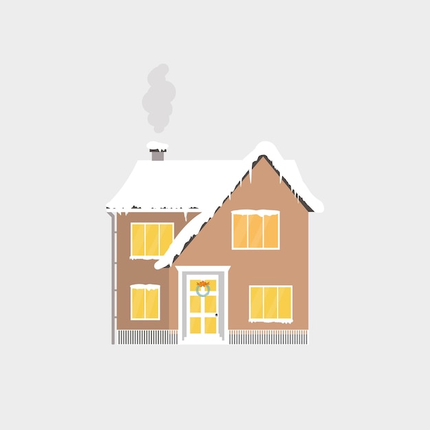 Icona astratta di natale con la casa d'inverno. illustrazione di vacanza perfetta con casa accogliente, cottage. modello per decorazione, biglietti di auguri, inviti. bandiera. vettore