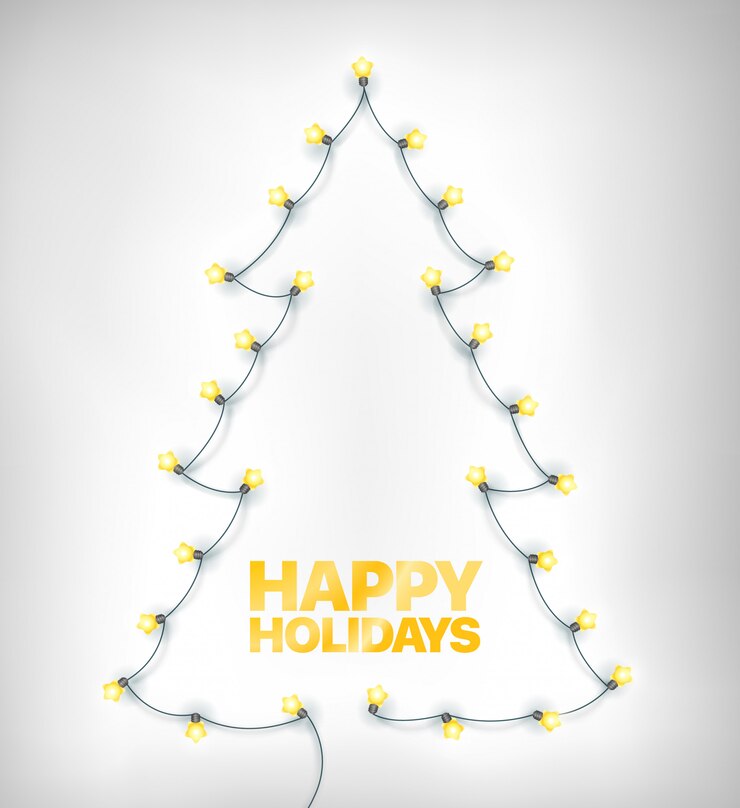 Vector abstract christmas tree made from lighting garland. 
