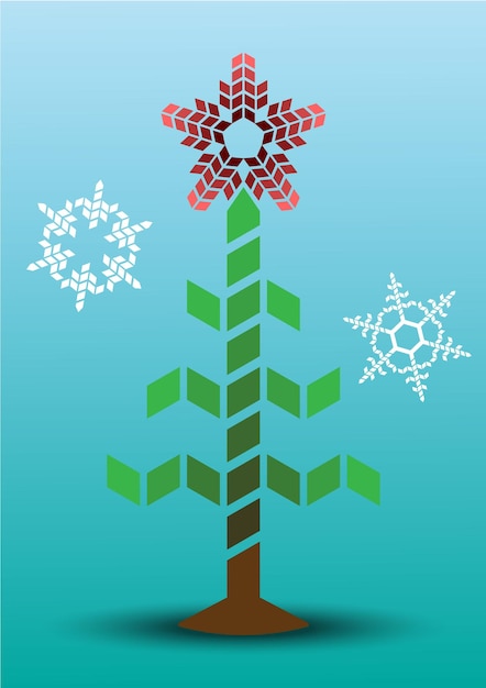 Stelle e fiocchi di neve astratti dell'albero di natale